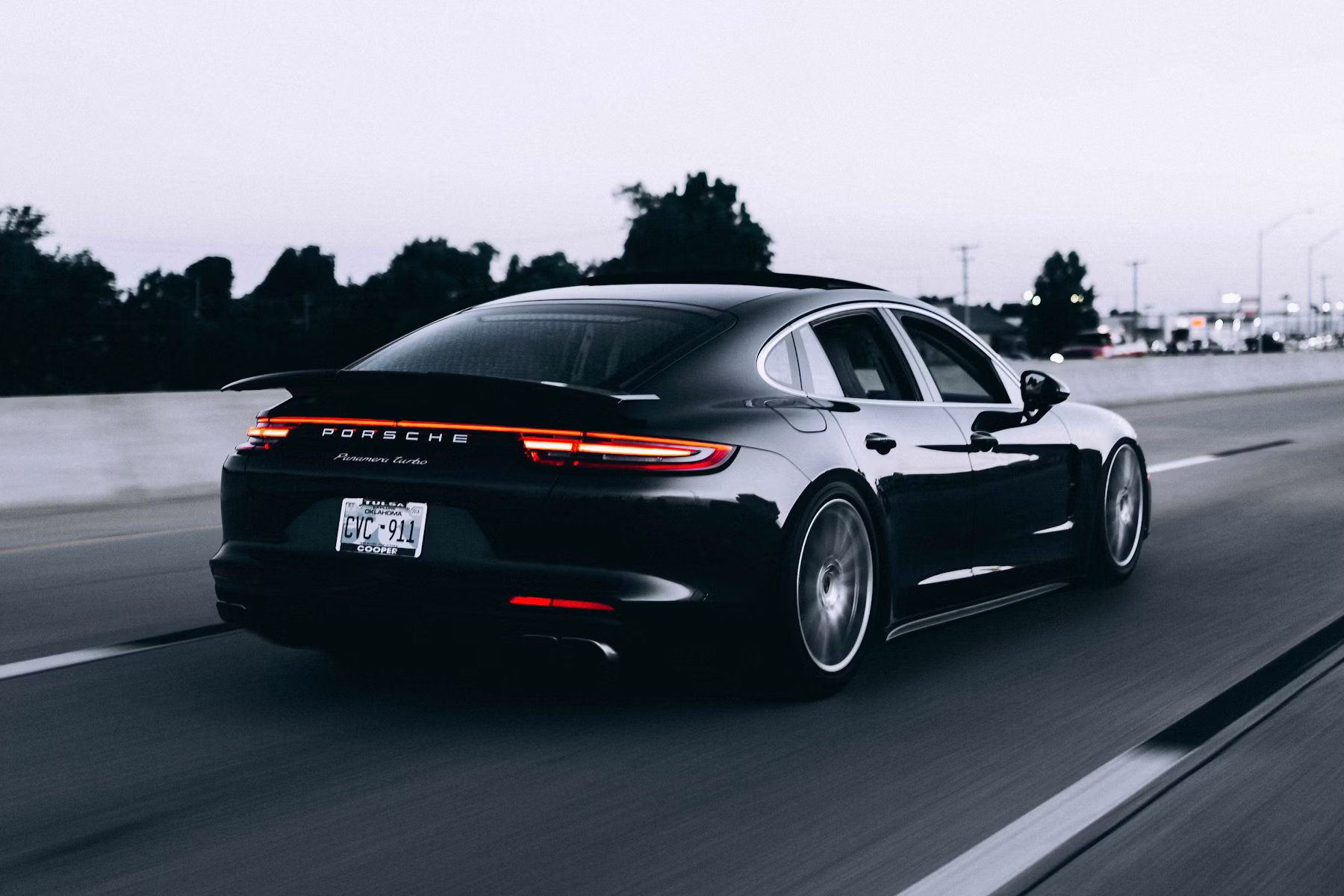 Performance car on an open road